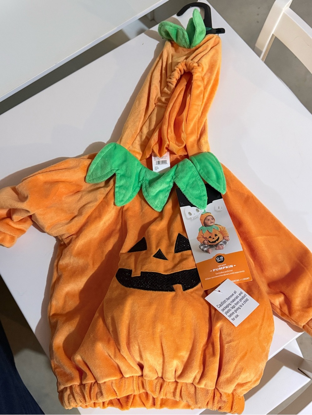 Target Orange Pumpkin Hooded Costume with Green Leaf Collar